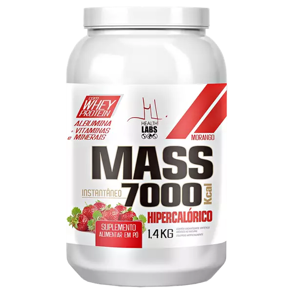 Mass 7000 Hipercalórico Morango 1,4kg Health Labs