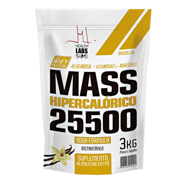 MASS 25500 Hipercalórico Baunilha 3kg Health Labs